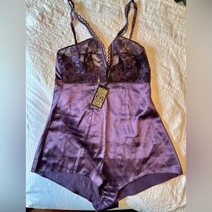 NWT Biba Eggplant Purple /Violet Lingerie Teddy/Romper SZ L